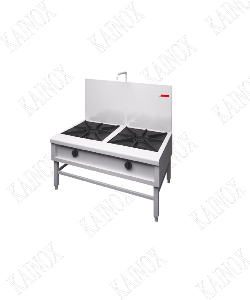 DOUBLE GAS  STOCK POT STOVE WITH BACK SPLASH